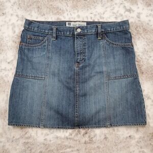 VTG Y2K Gap Jeans Denim Mini Skirt Size 14 Pockets Preppy Grunge Americana Retro